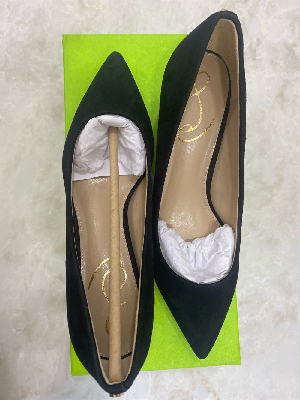 Sam Edelman Black Pointed-Toe Suede Pumps